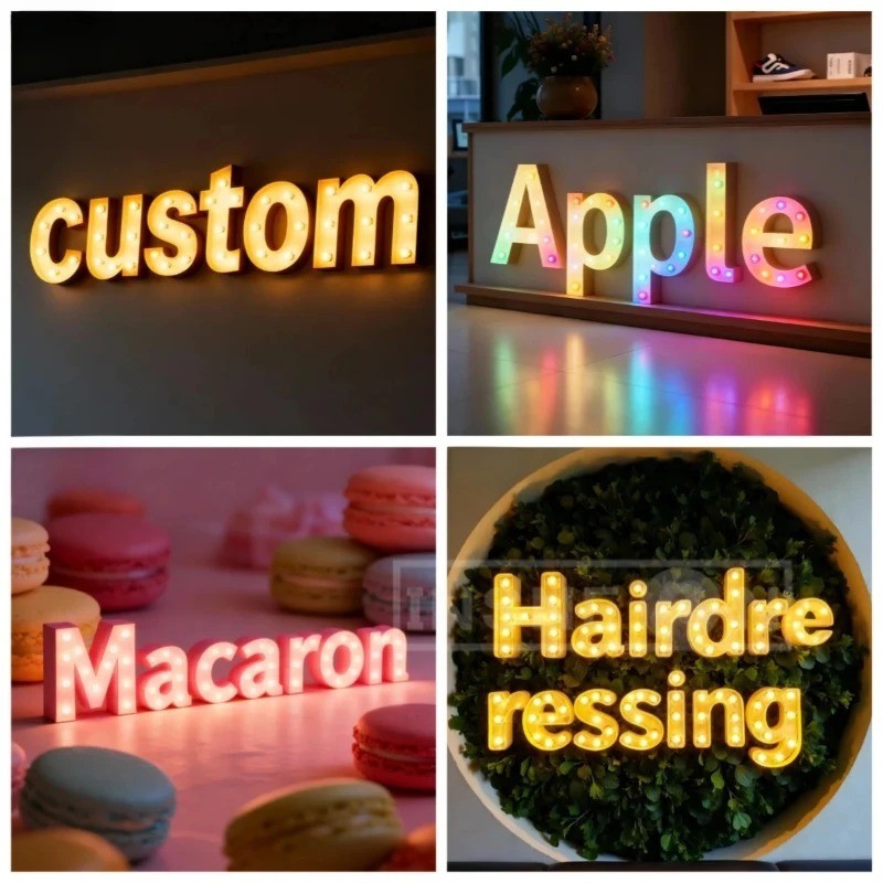 Custom Bulb Letters Metal Light Marquee Signs Custom Business Illuminated AA