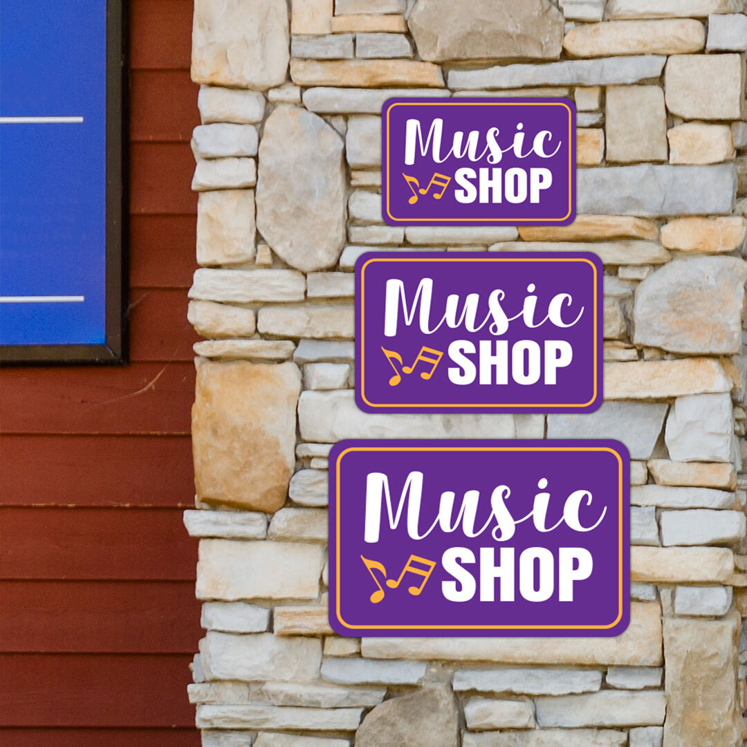 Classic Framed Plus Music Shop Wall or Door Sign | Directional Public Signage
