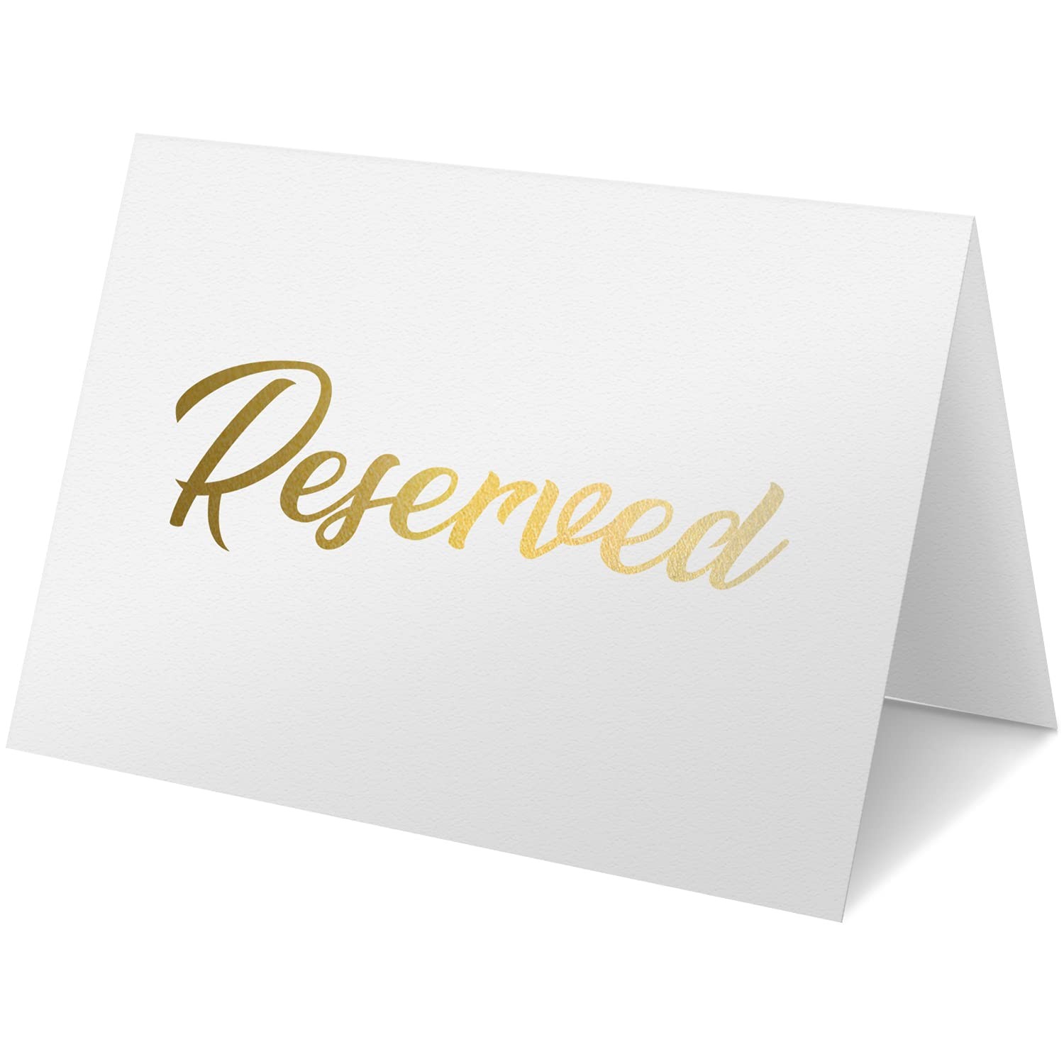 10 Pack White Reserved Seating Signs with Golden Letters 3×4 Cardstock Reserved