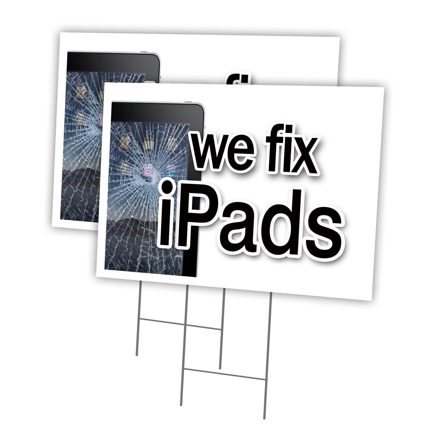 We Fix Ipads Multi-Pack of Yard Signs & Stake outdoor plastic coroplast window