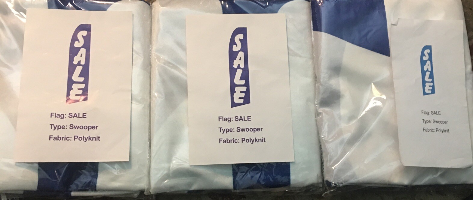 Set Of 3 SALE in Blue Swooper Flutter Advertising Flag Car Dealership Flag