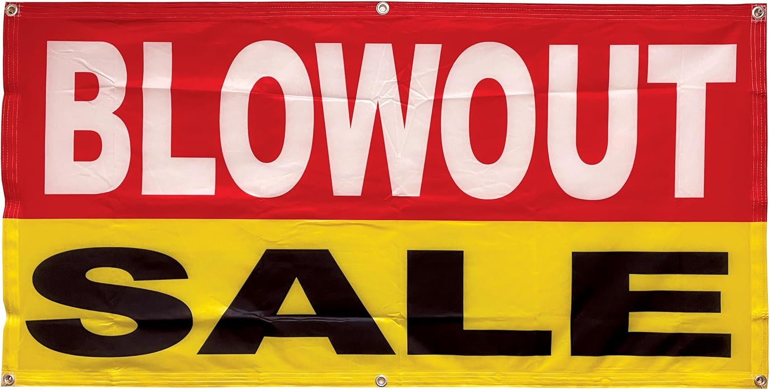 4 Less Co 2×4 Feet BLOWOUT SALE Banner Polyester Fabric Sign with Grommets, ryb