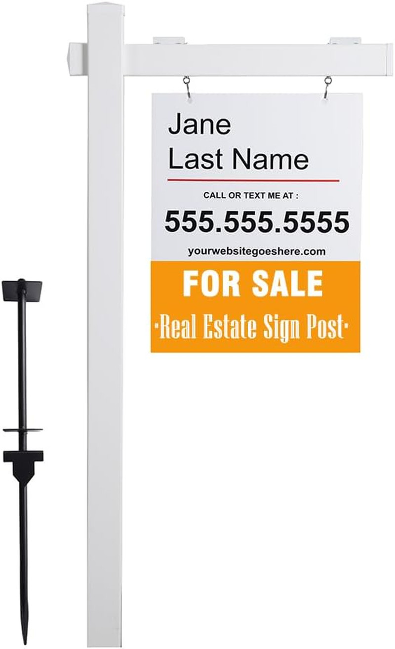 Vinyl PVC Real Estate Sign Post 6′ Tall (4″X 4″X 72″), Realtor Yard Sign Post wi