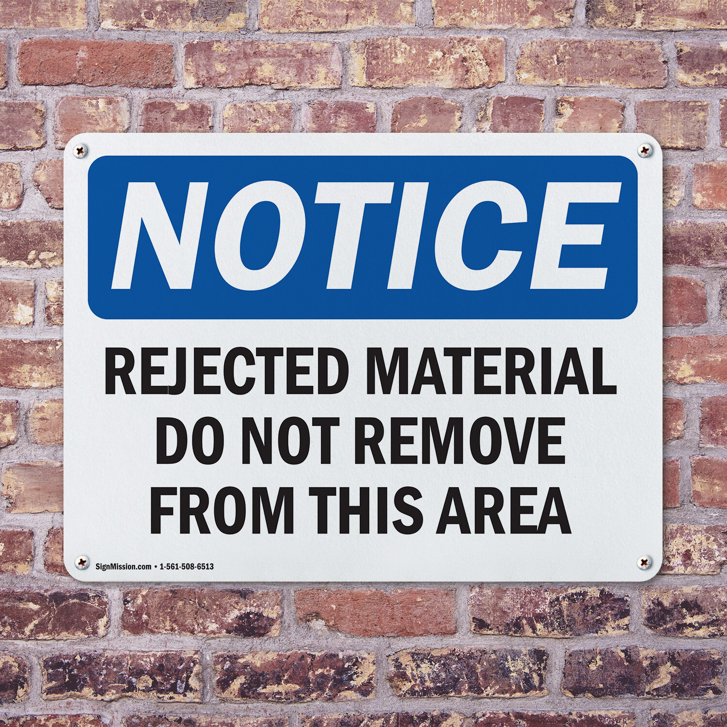 (2 Pack) Rejected Material Do Not Remove From This Area OSHA Notice Sign Decal