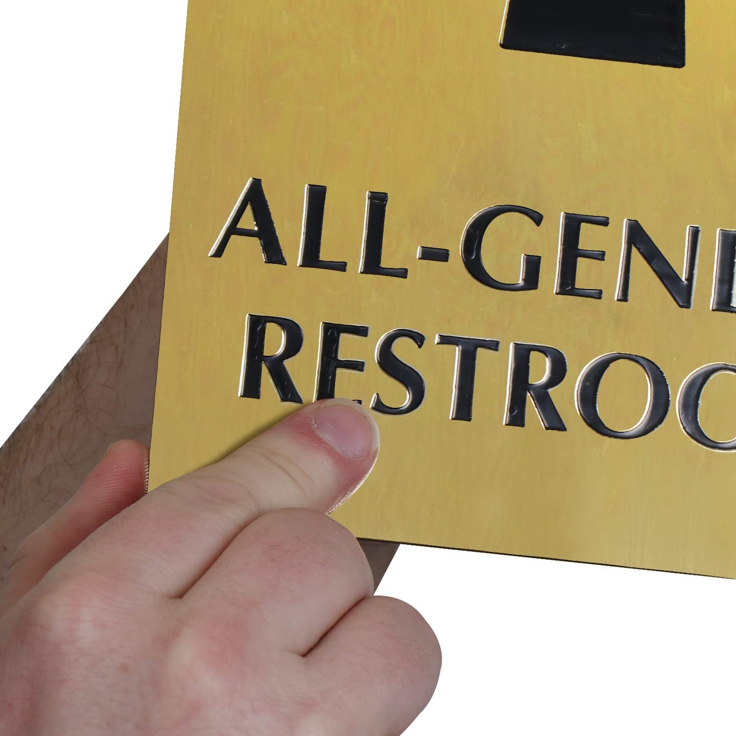6×9 Inch All Gender Restroom Sign Toilet Pictogram 40 Mil Brass Metal Decor