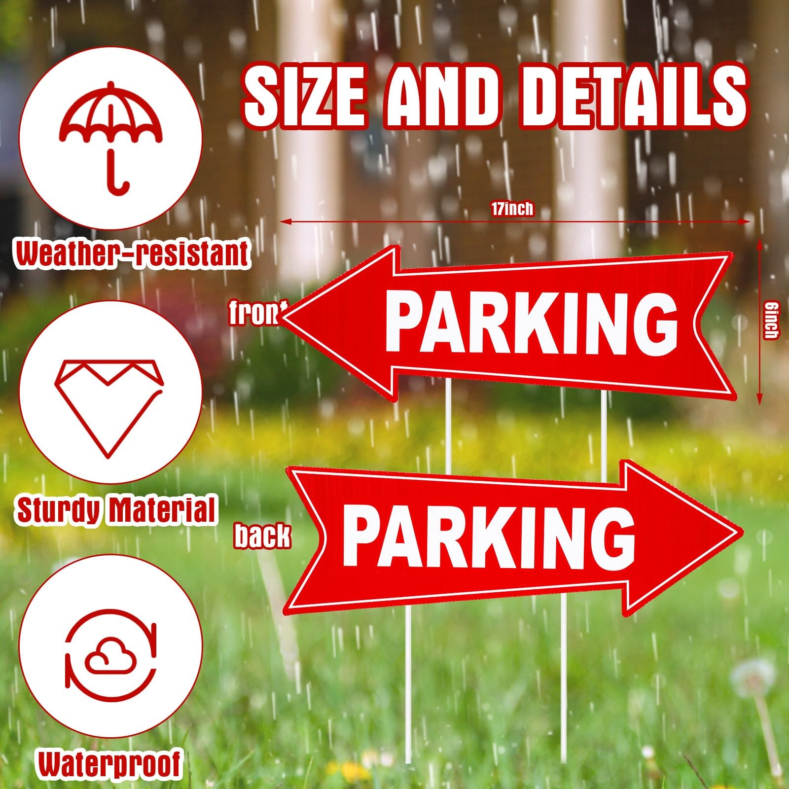 8 PCS 17×6 inch Event Parking Signs with Stakes Double Sided Directional Arrow