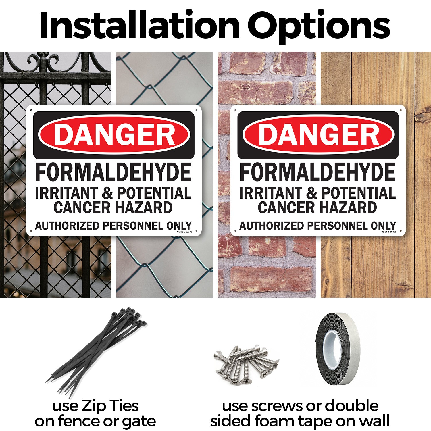 Formaldehyde Irritant & Potential Cancer Hazard Authorized Only OSHA 5/10 Pack