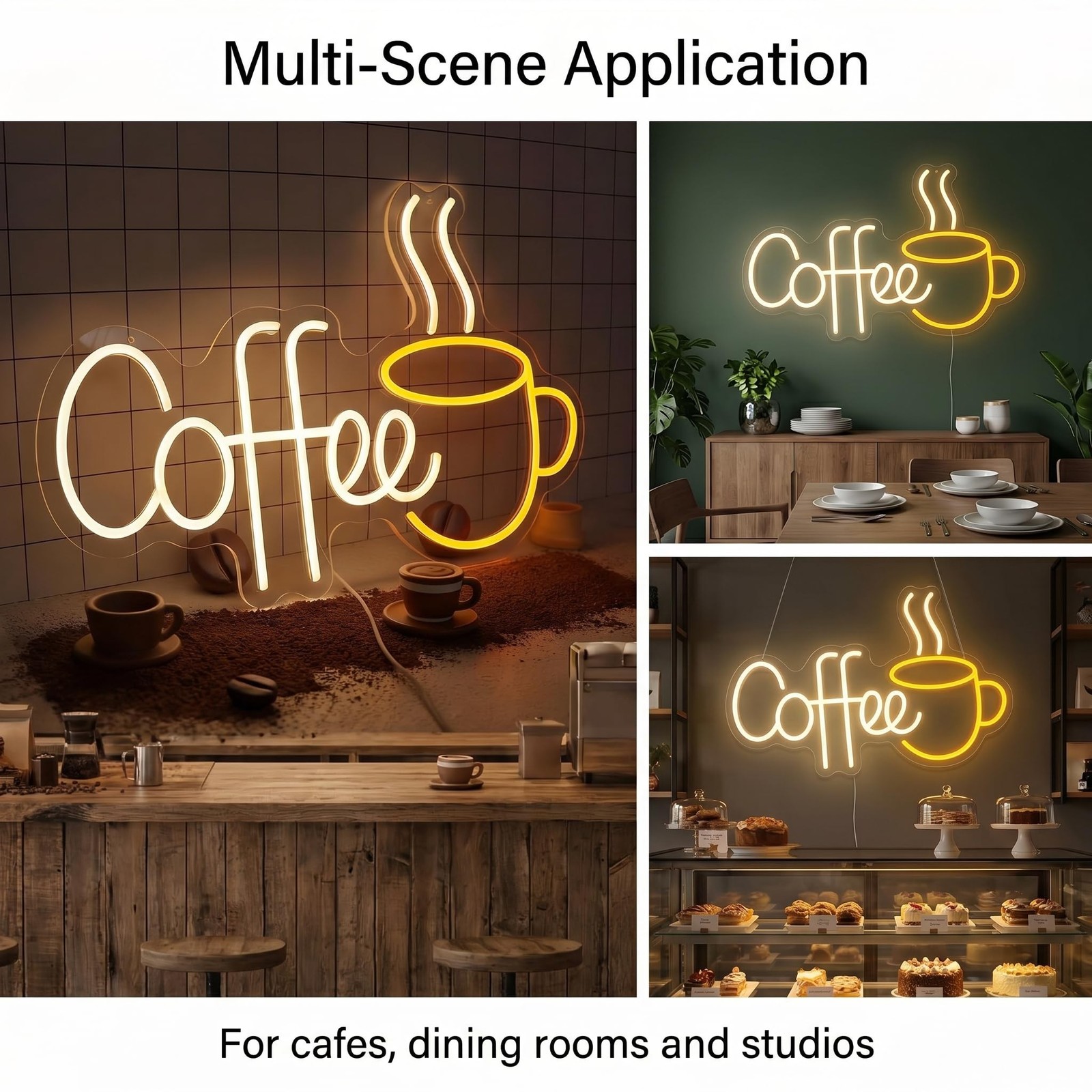 Coffee Neon Sign, Warm White Acrylic Coffee Bar Neon Light, 21.7×13.8 Inch US…