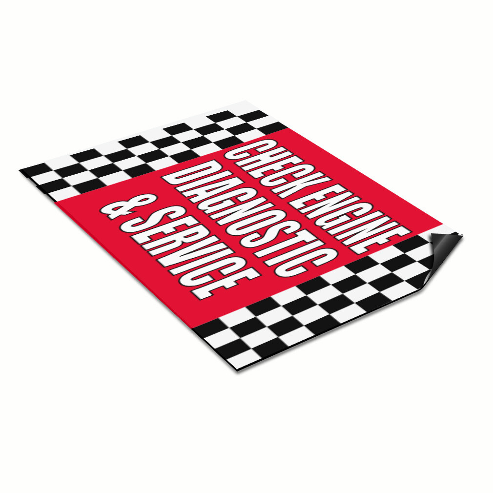 Car Magnet Set of 2 Check Engine Diagnostic & Service #1 Industrial Sign