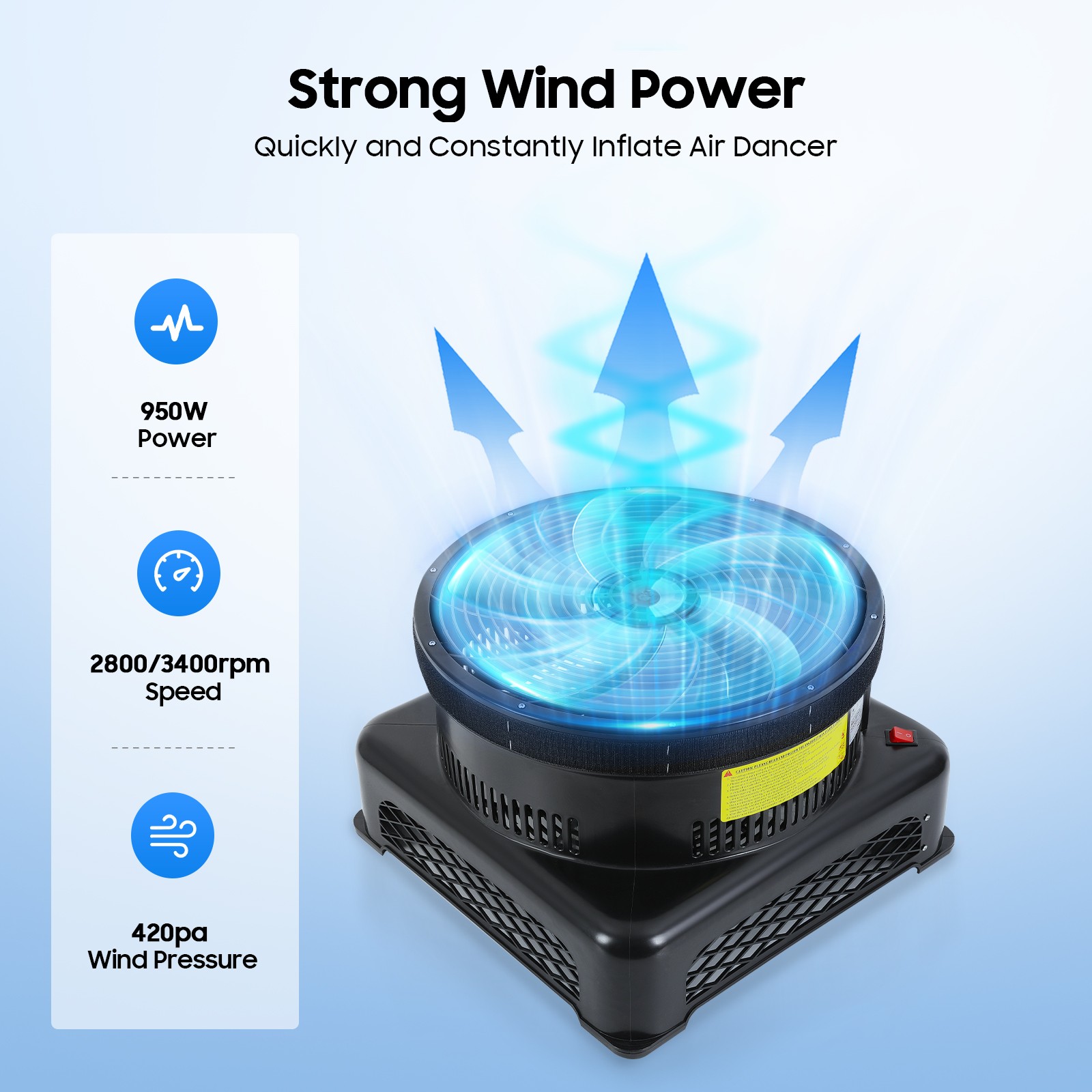 18Inch Air Blower for Inflatable Tube Man Tall Sky Dancers 950W Blower Fan