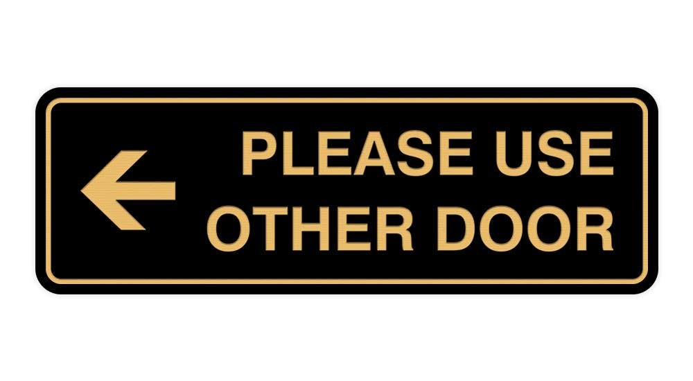 1 PCS Large Please Use Other Door Left Arrow Sign Black Gold Wall Adhesive