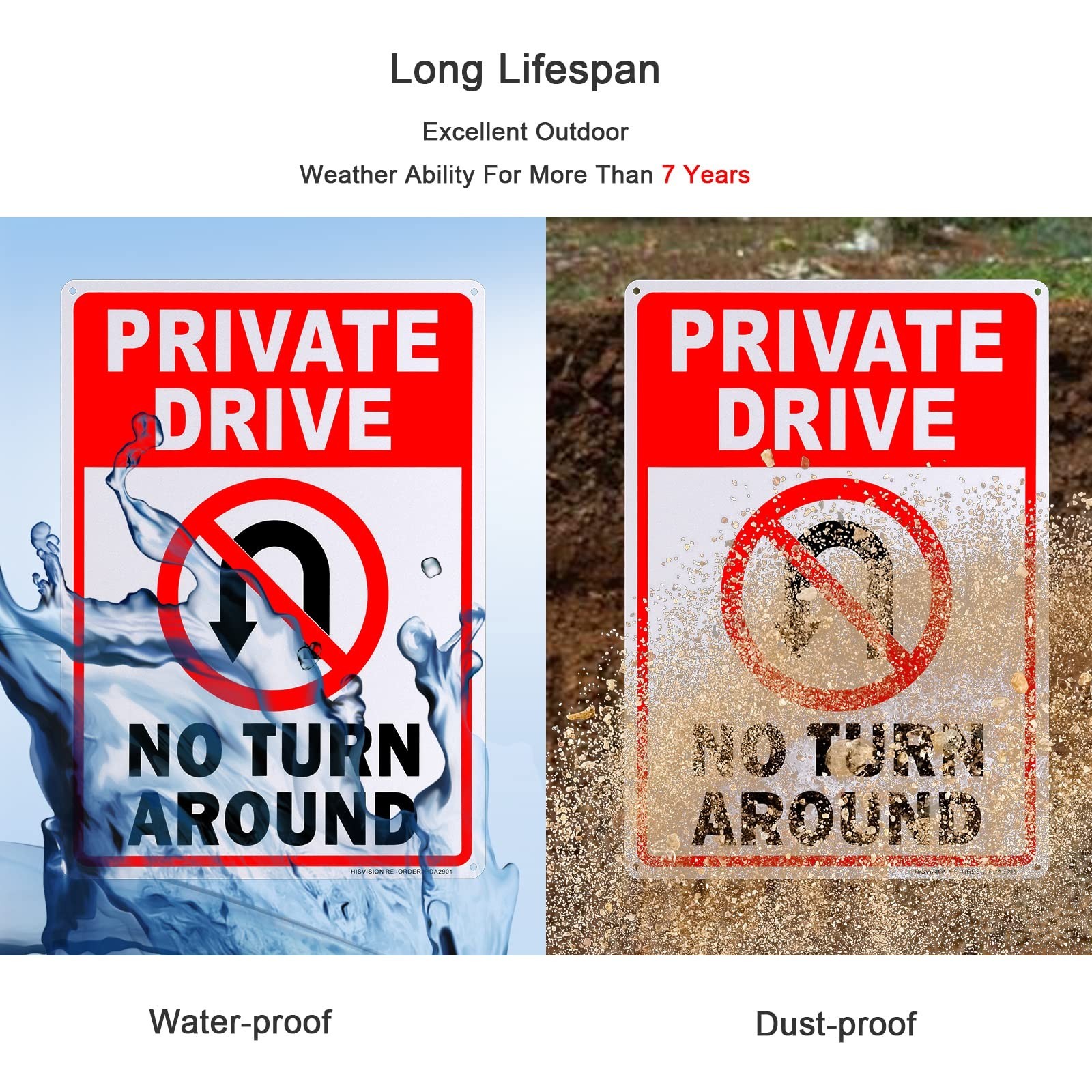 No Turn Around Driveway Signs 2 Pack 10×14 Rust Free Aluminum Reflective NEW