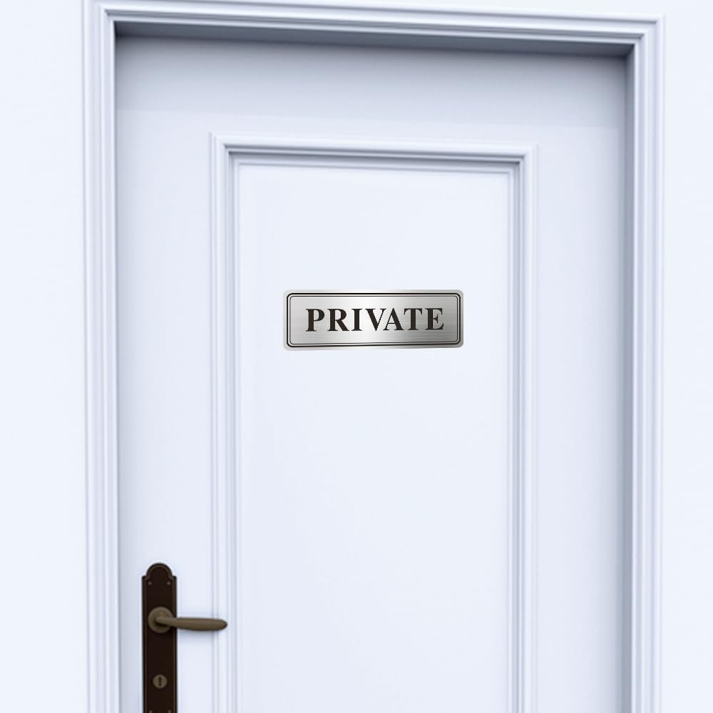 Metal Stainless Steel Private Sign for Doors,With Self Adhesive,9x3inPrivate …