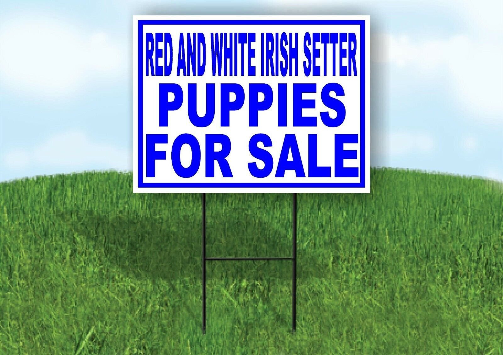 Red and White Irish Setter PUPPIES FOR SALE Yard Sign Road with Stand LAWN SIGN
