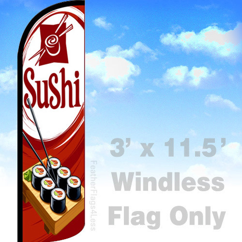 Sushi – Windless Swooper Feather Flag Banner Sign 3×11.5′ – rq12