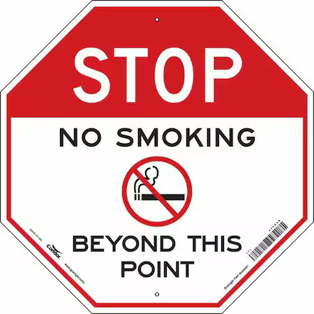 Condor 474G08 No Header, No Smoking Beyond This Point, 24 In W X 24 In H,