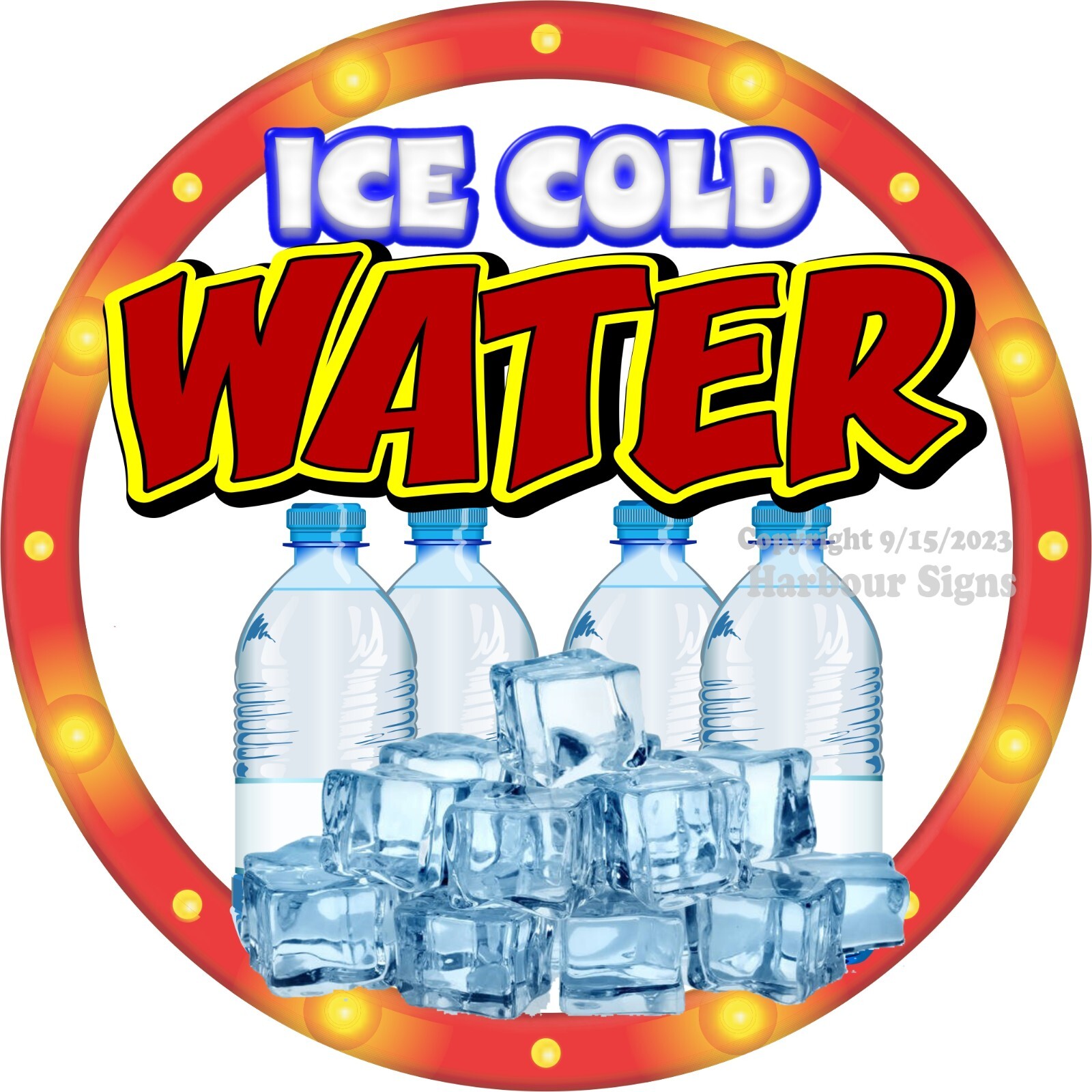 Ice Cold Water DECAL (Choose Size) Snack Concession Fair Food Truck Sticker c2