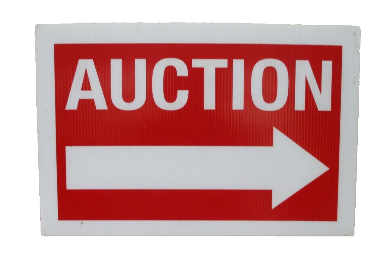 Auction double sided 18″X12″ corrugated sign with arrow red and white lot of 4