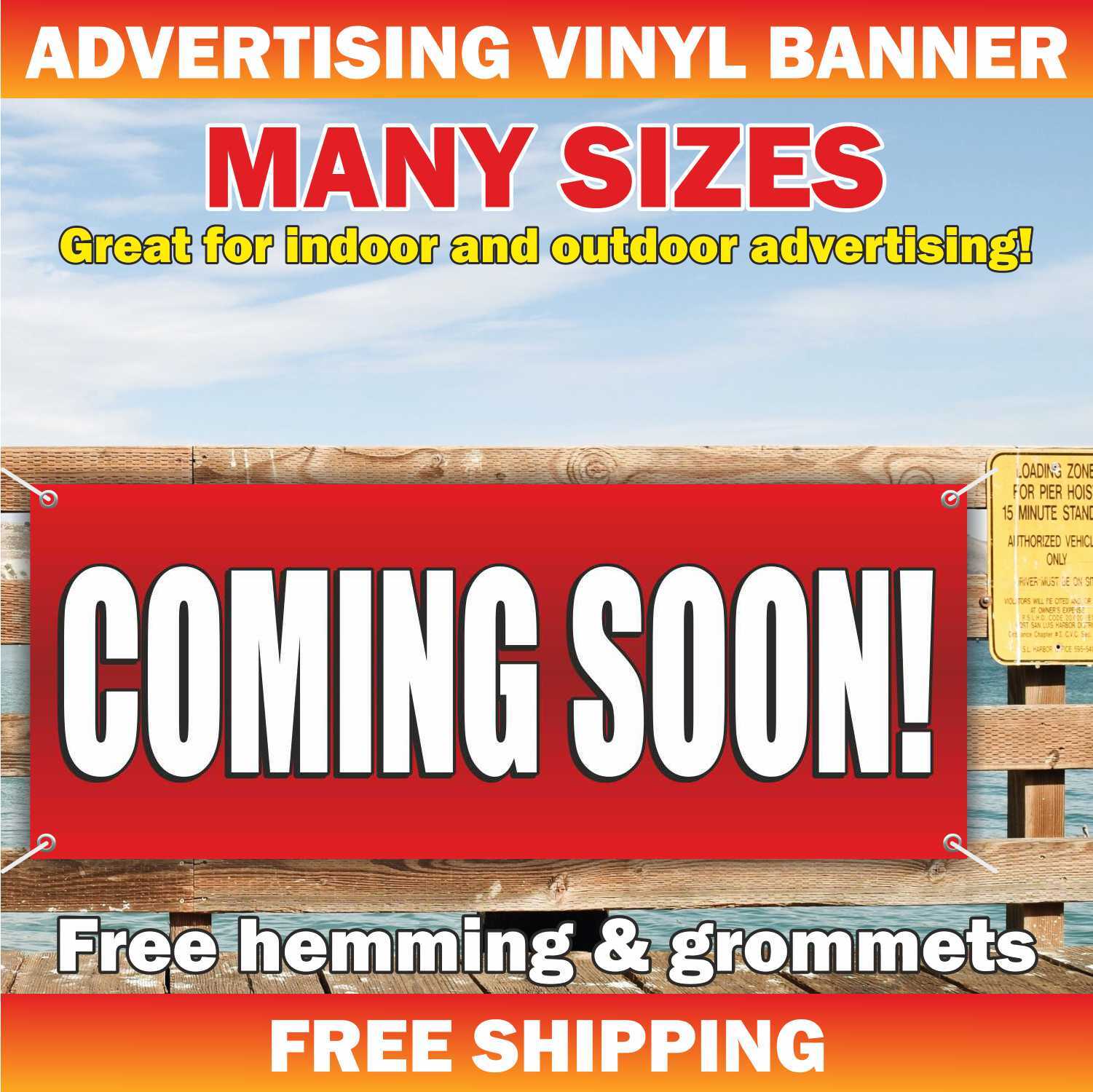 COMING SOON Advertising Banner Vinyl Mesh Sign Store Shop Open Now Opening