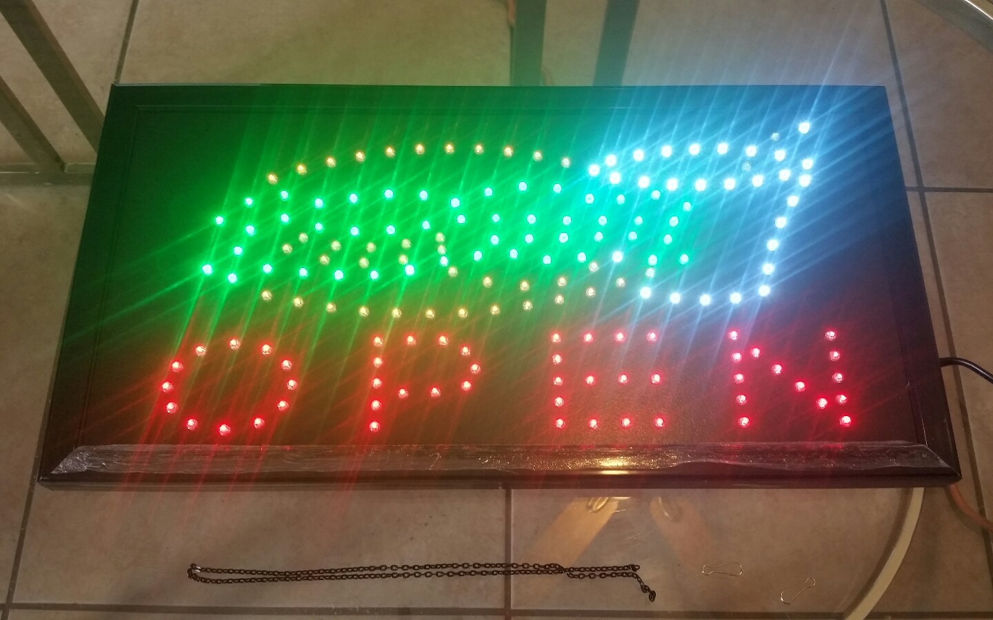 OPEN (BurgerSoda) Animated LED Business Plug-In Lightweight Sign Display w/Chain