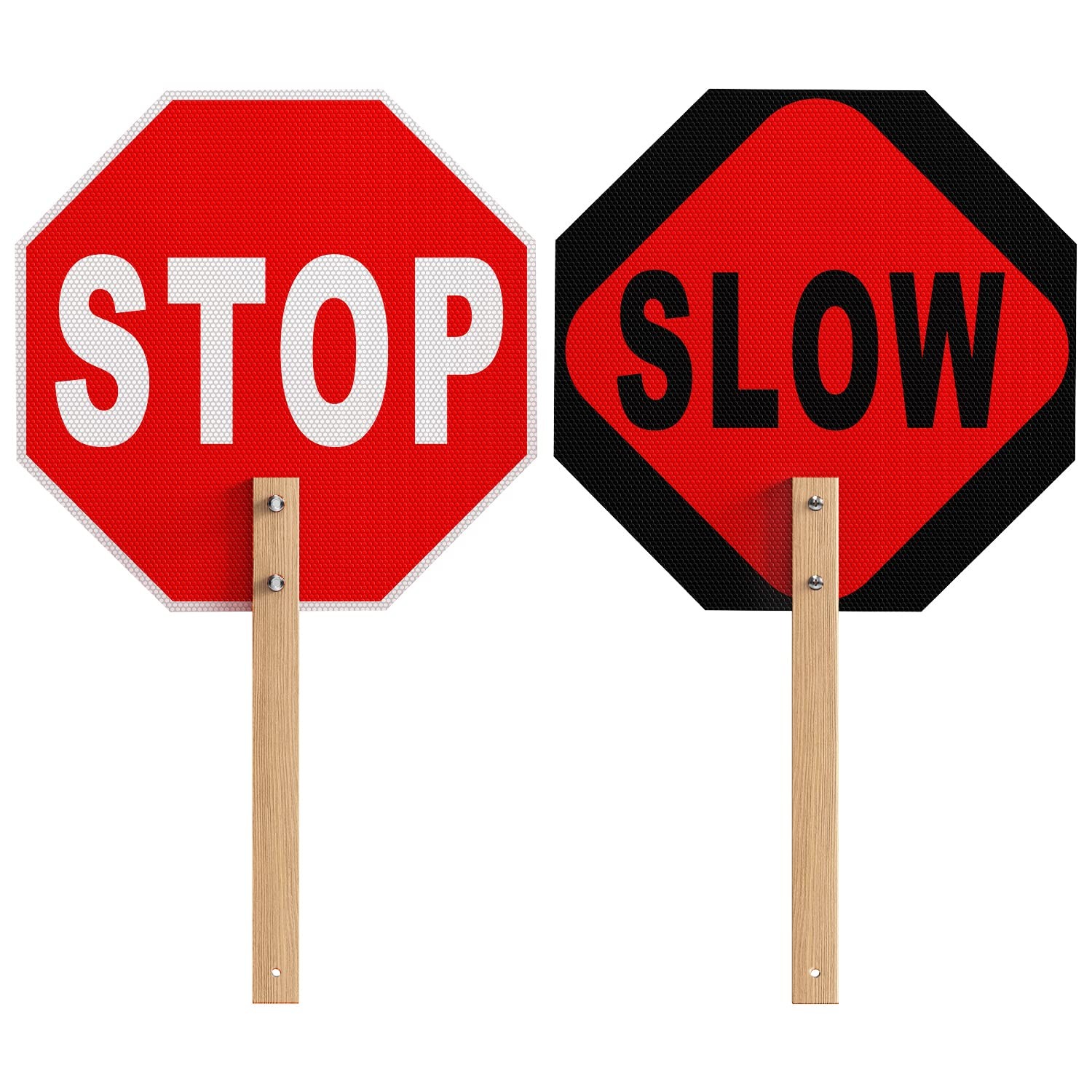 Stop Slow Sign, Double Sided Street Slow Warning Reflective Signs, 13×13 inch…