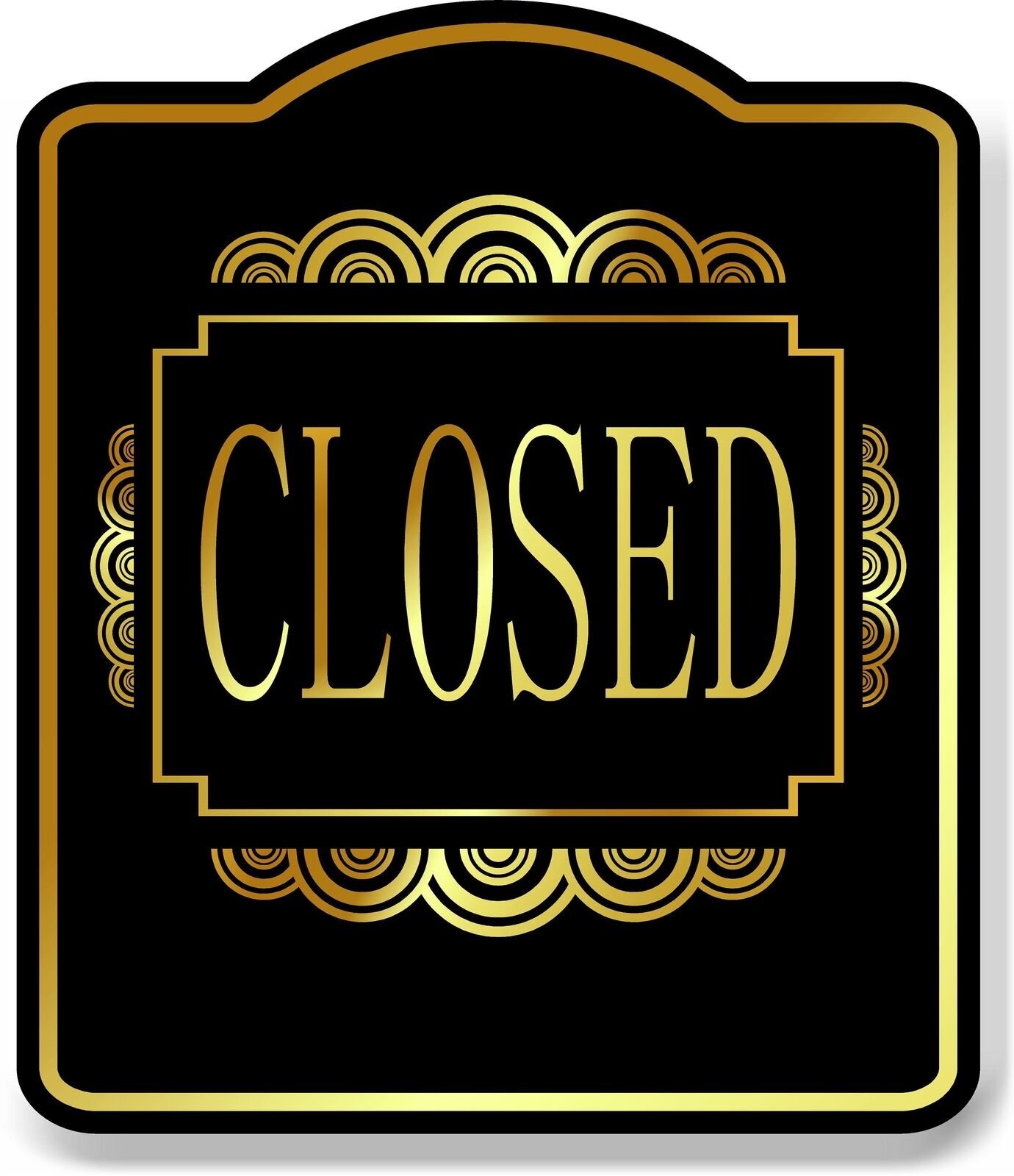 Closed Retro Geometric Ornaments BLACK Aluminum Composite Sign