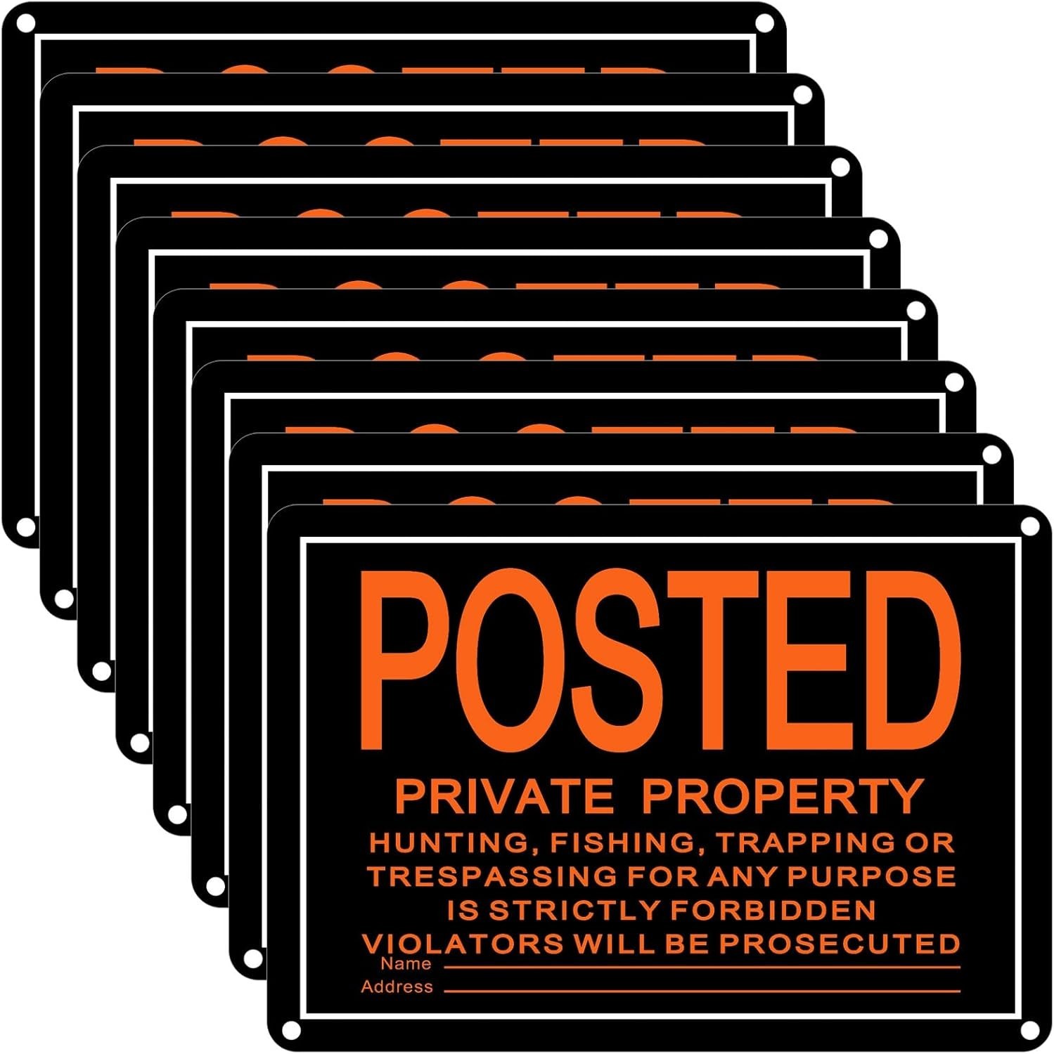 8 Pcs Posted No Trespassing Signs Private Property 10 X 7 Inch Metal No Hunting