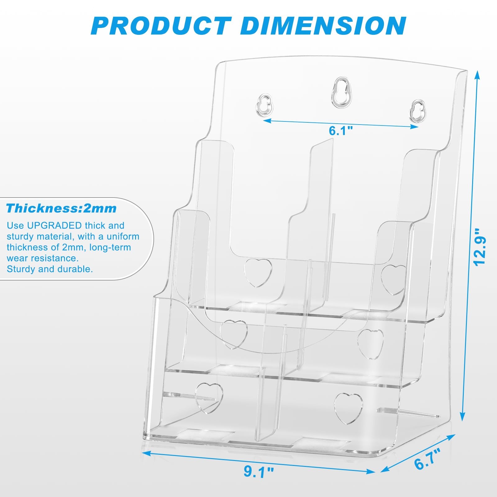 xydstay Acrylic Brochure Holder 8.5×11 Inches, 3 Tier Clear Display