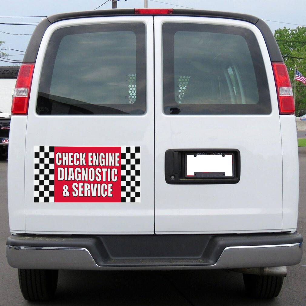 Car Magnet Set of 2 Check Engine Diagnostic & Service #1 Industrial Sign