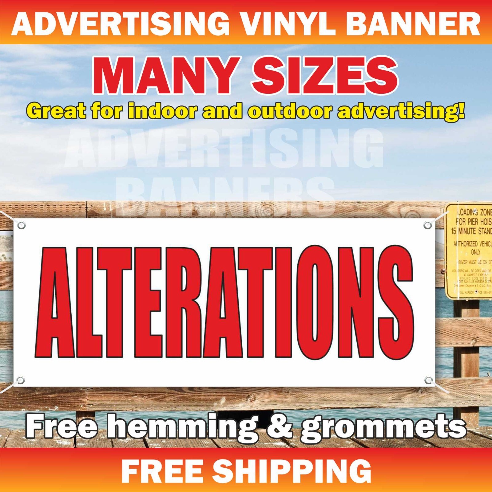 ALTERATIONS Advertising Banner Vinyl Mesh Sign for Dry Cleaners Laundry Tailor