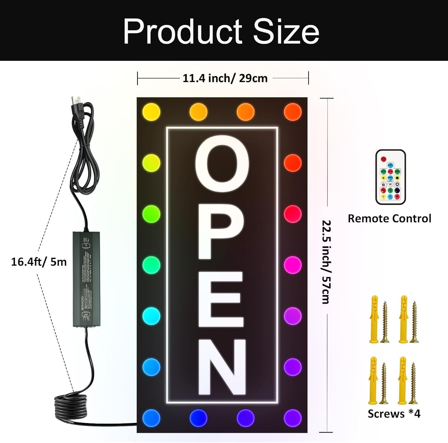 Outdoor Waterproof LED Open Sign for Business, Ultra Bright Lighted Open Sign fo