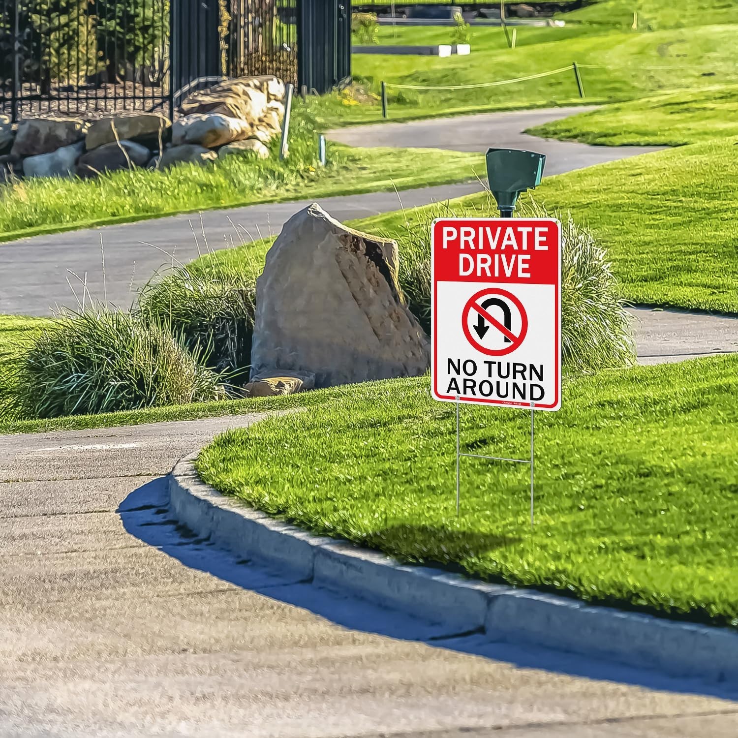 Private Driveway No Turn Around Signs – Reflective Aluminum, Waterproof, 14×10 i