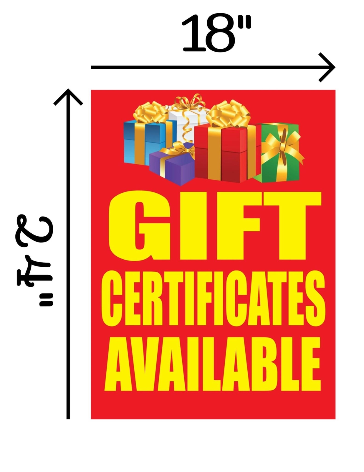 Gift Certificates Available | Retail Window Display Sign | 18″W x 24″H | 5 Pack