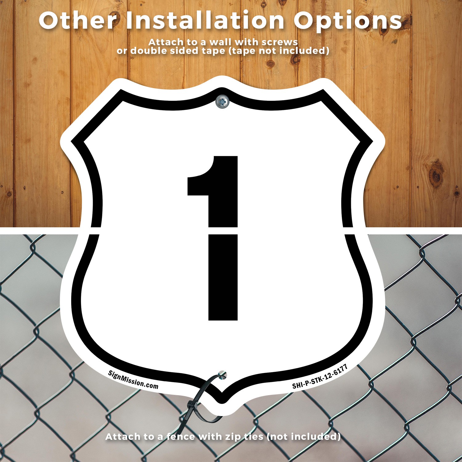 Number 1 Shield Shaped Sign With Stake Weather Resistant