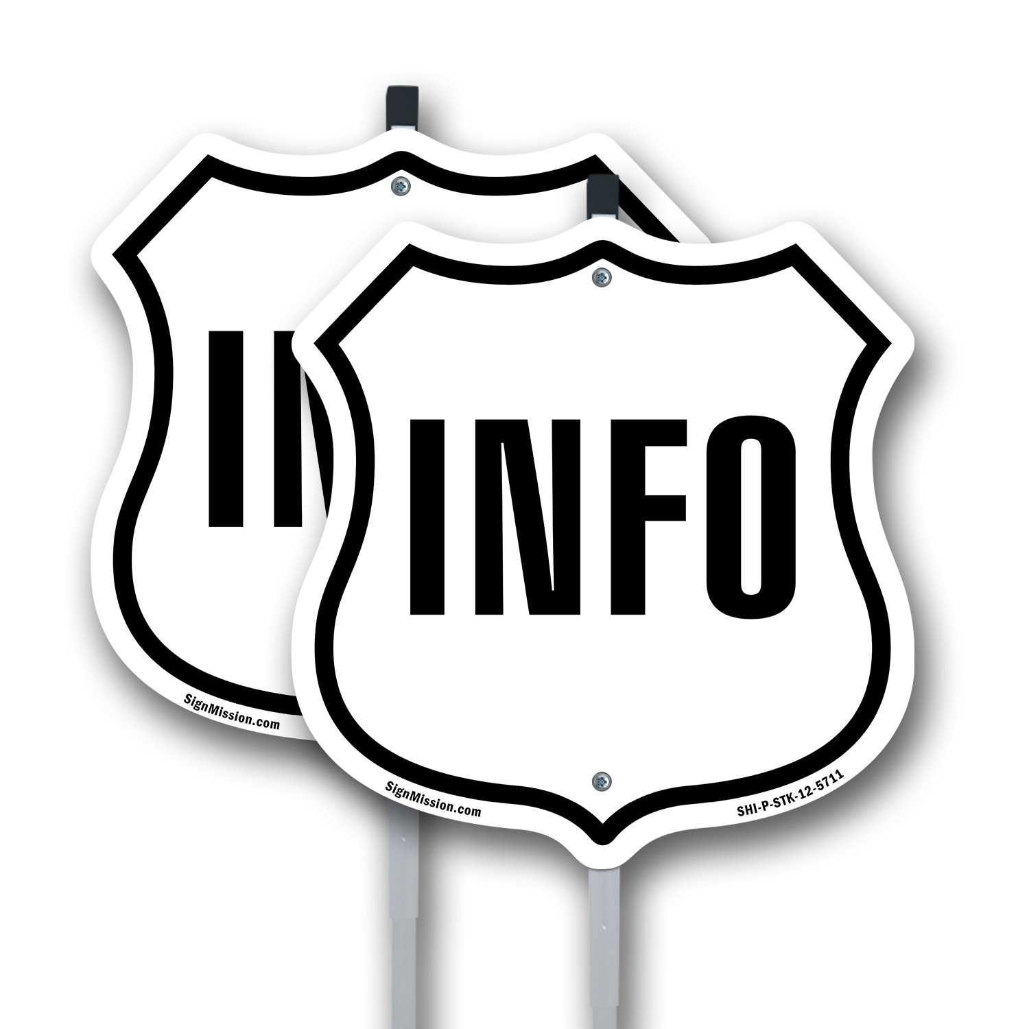 Information Shield Shaped Sign With Stake Weather Resistant Crafted in the USA