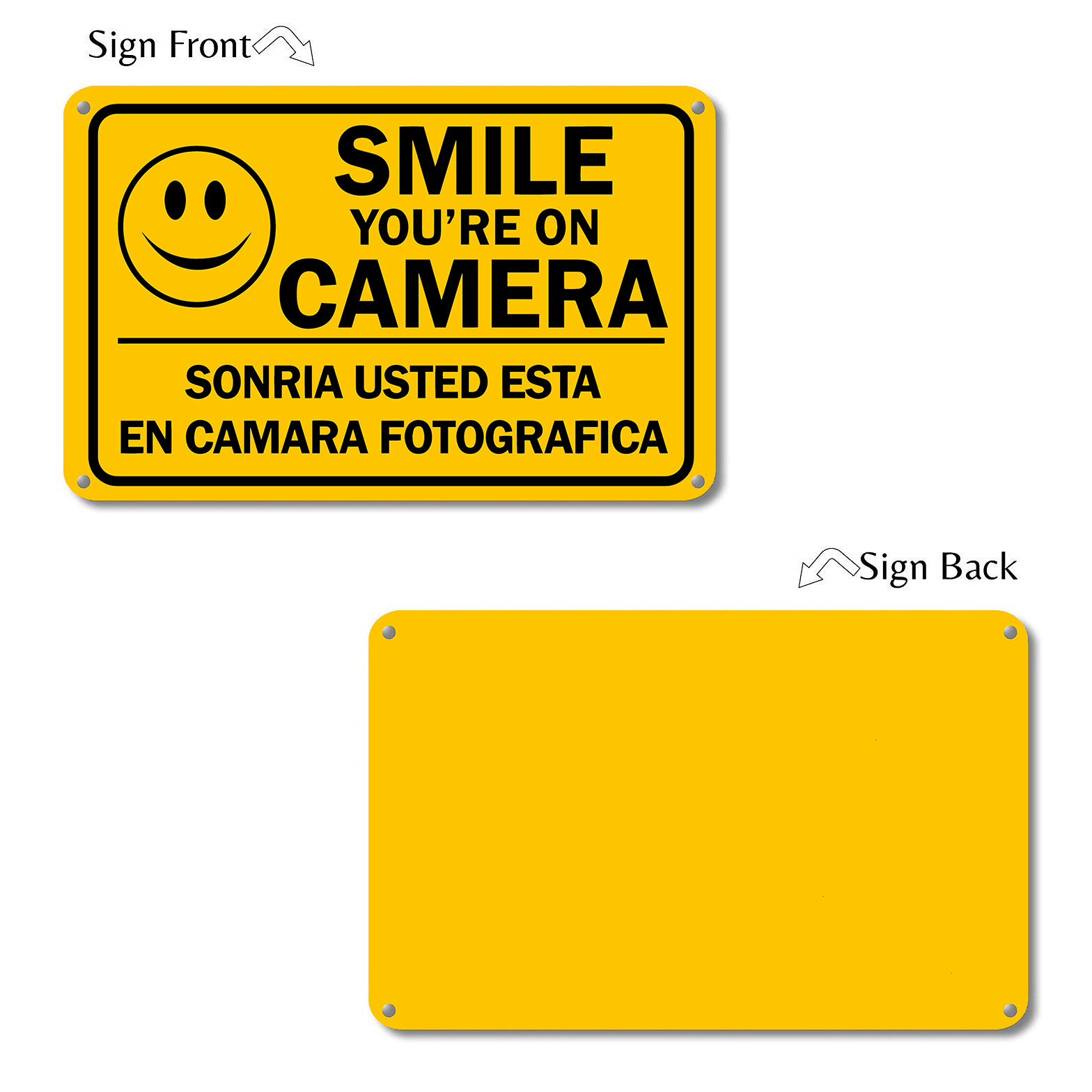 Smile You are on Camera Sign Video Security Surveillance Signs English Spanish