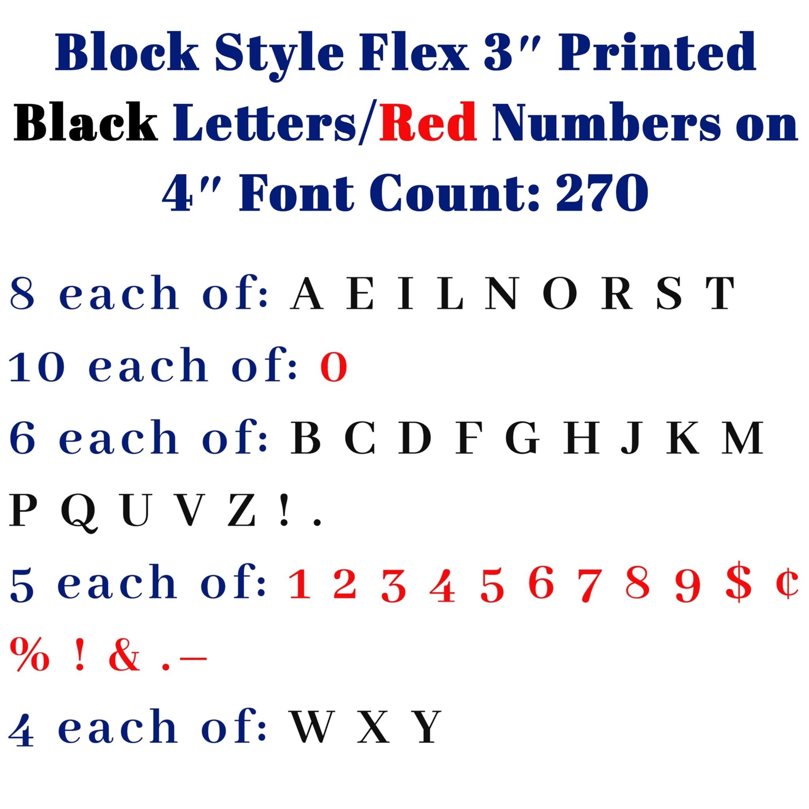 Changeable Outdoor Sign Flexible Letters – Block Style – 8″ on 8-7/8″ Black