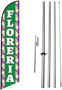 FLORERIA 15ft Feather Banner Swooper Flag Kit – INCLUDES 15FT POLE KIT…