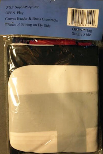 OPEN Flag 5′ wide x 3′ high Red White & Blue