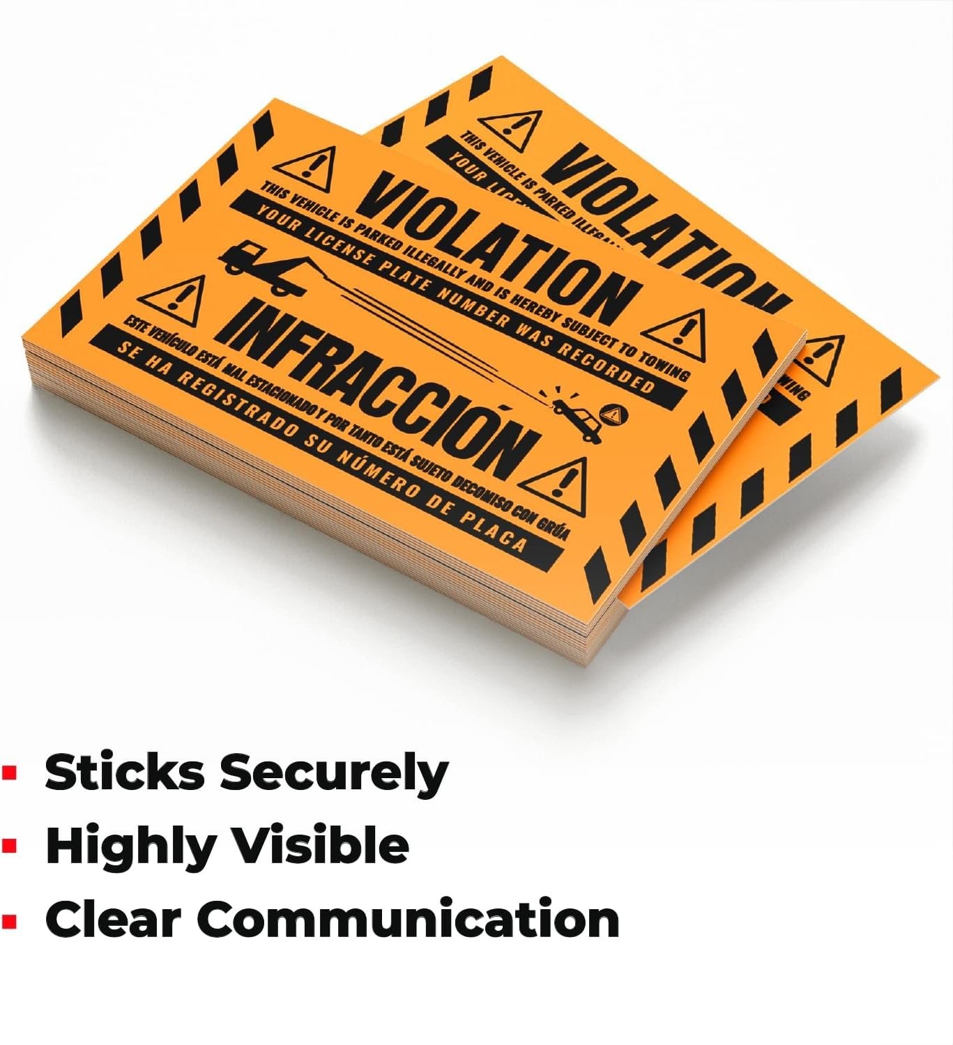 MESS Parking Violation Stickers for Vehicles – 100/Pack – Orange – 8×5 in
