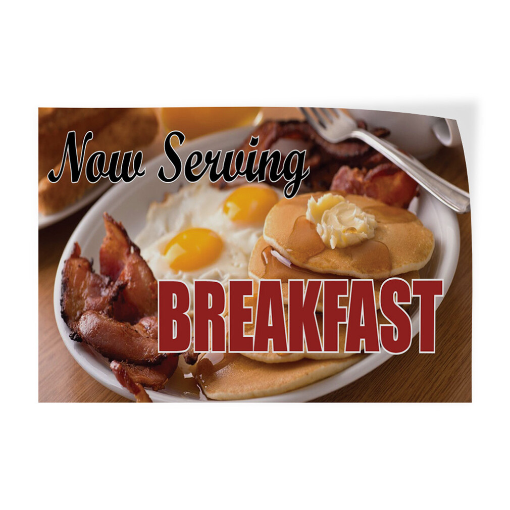 Decal Stickers Now Serving Breakfast Advertising Printing F Store Sign Label