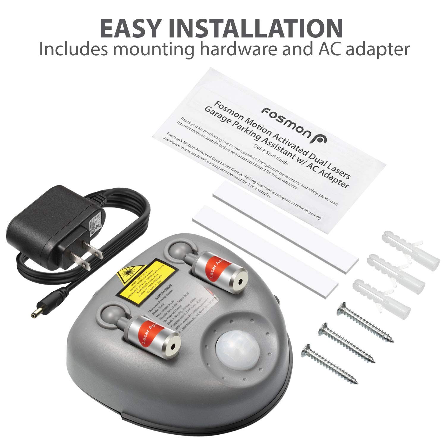 Fosmon, Wider Angle Upgrade, Dual Laser Garage Parking Assist Gray / Black