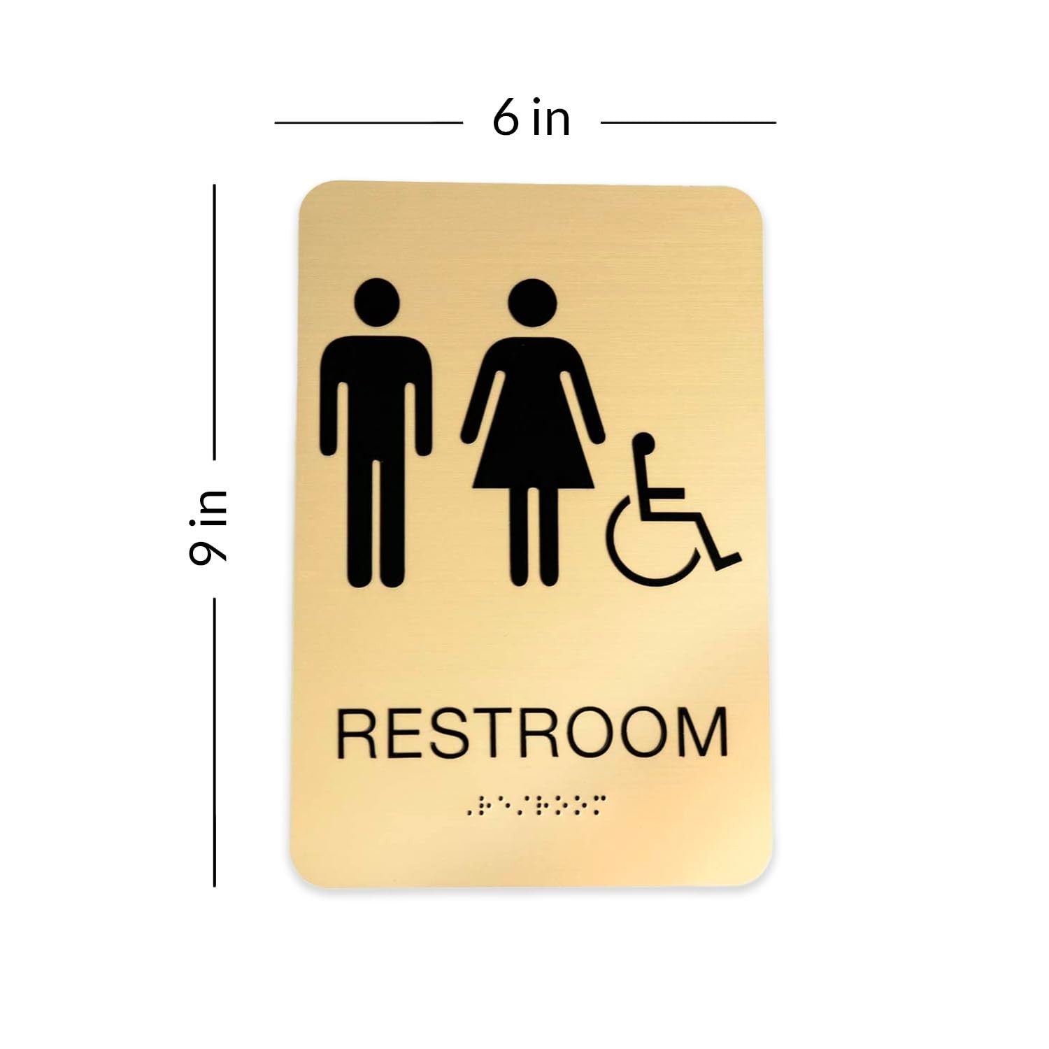 Gold Unisex ADA Restroom Sign – 6″x9″ Modern Gender Neutral Acrylic Bathroom Sig