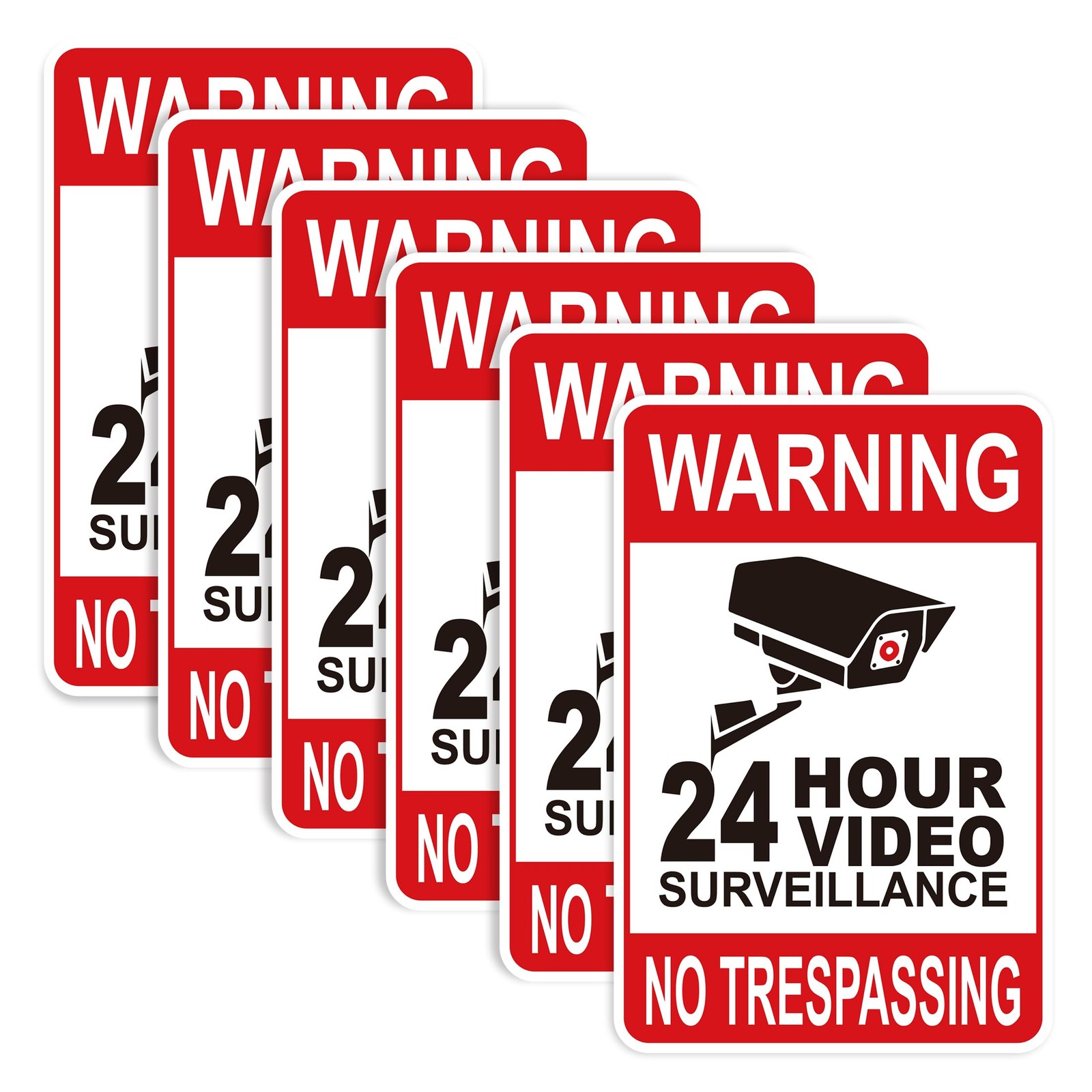 6PCS Video Surveillance Warning Sign，SelfAdhesive Durable Vinyl Security Came…