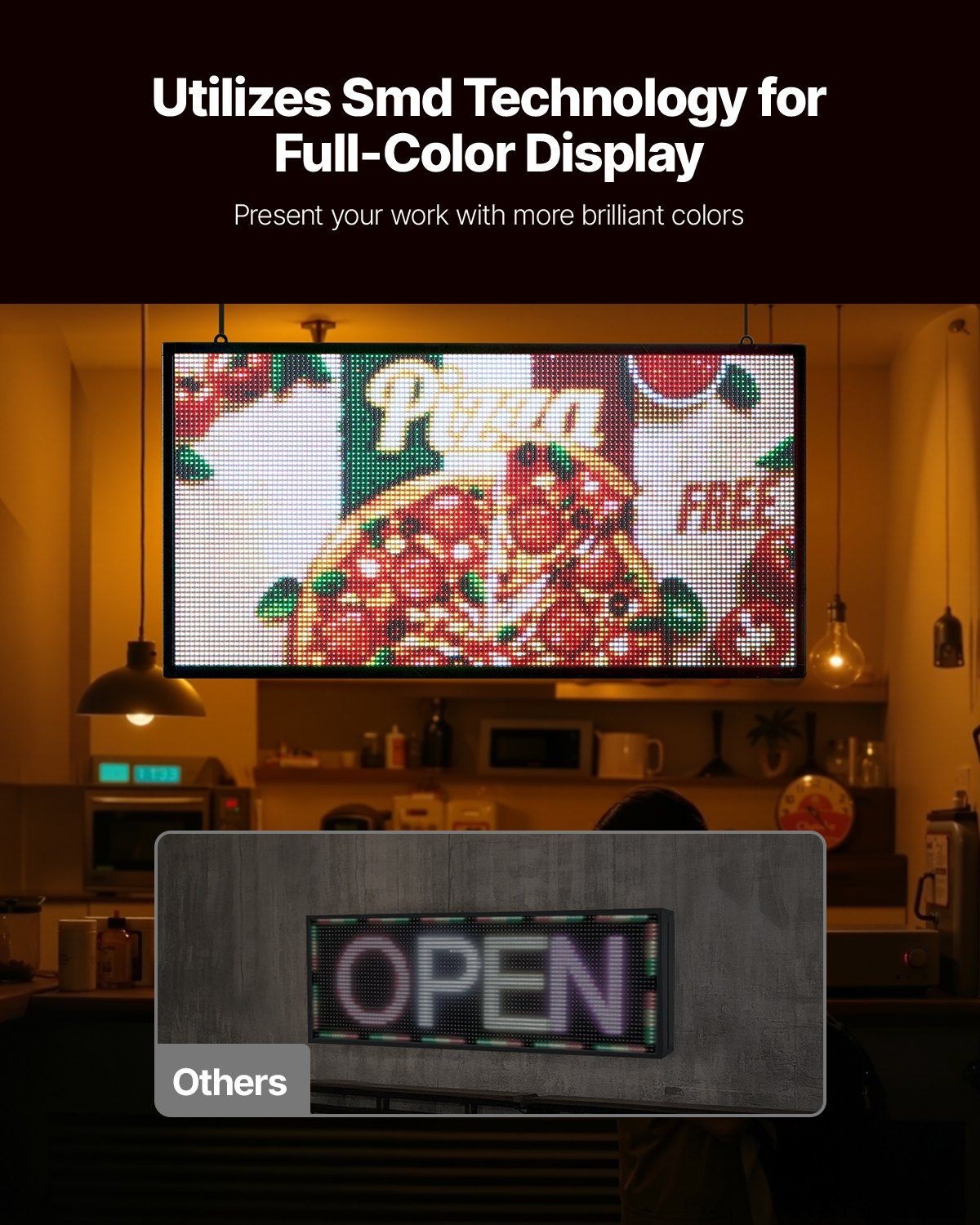 LED Display Board P5 27x14in Full-color Programmable Digital Scrolling Sign