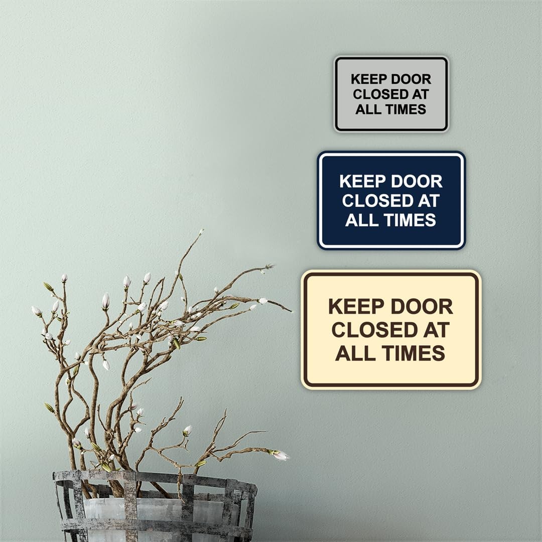 Classic Framed Keep Door Closed At All Times Sign Black – Medium 1 Pack