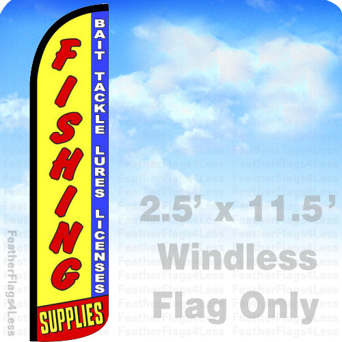 FISHING SUPPLIES BAIT TACKLE LURE Windless Swooper Flag 2.5×11.5′ Sign – yq