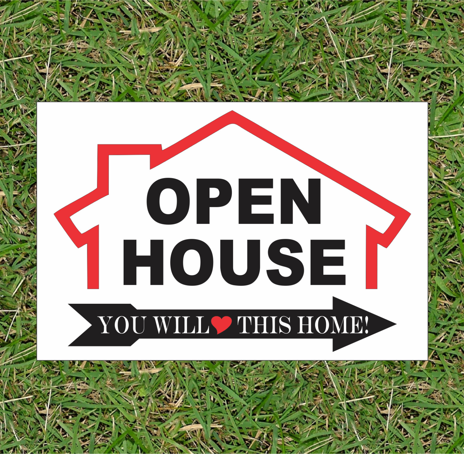 OPEN HOUSE Real Estate Sign Lot 12″x18″ Double Sided Corrugated Plastic