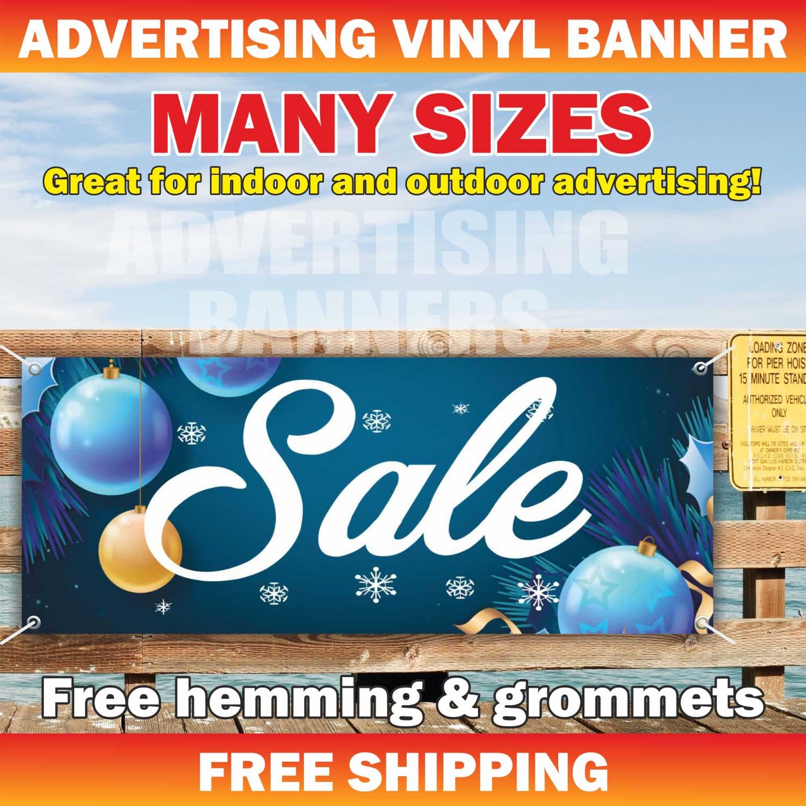 Christmas SALE Advertising Banner Vinyl Mesh Sign Merry Xmas Holidays New Year