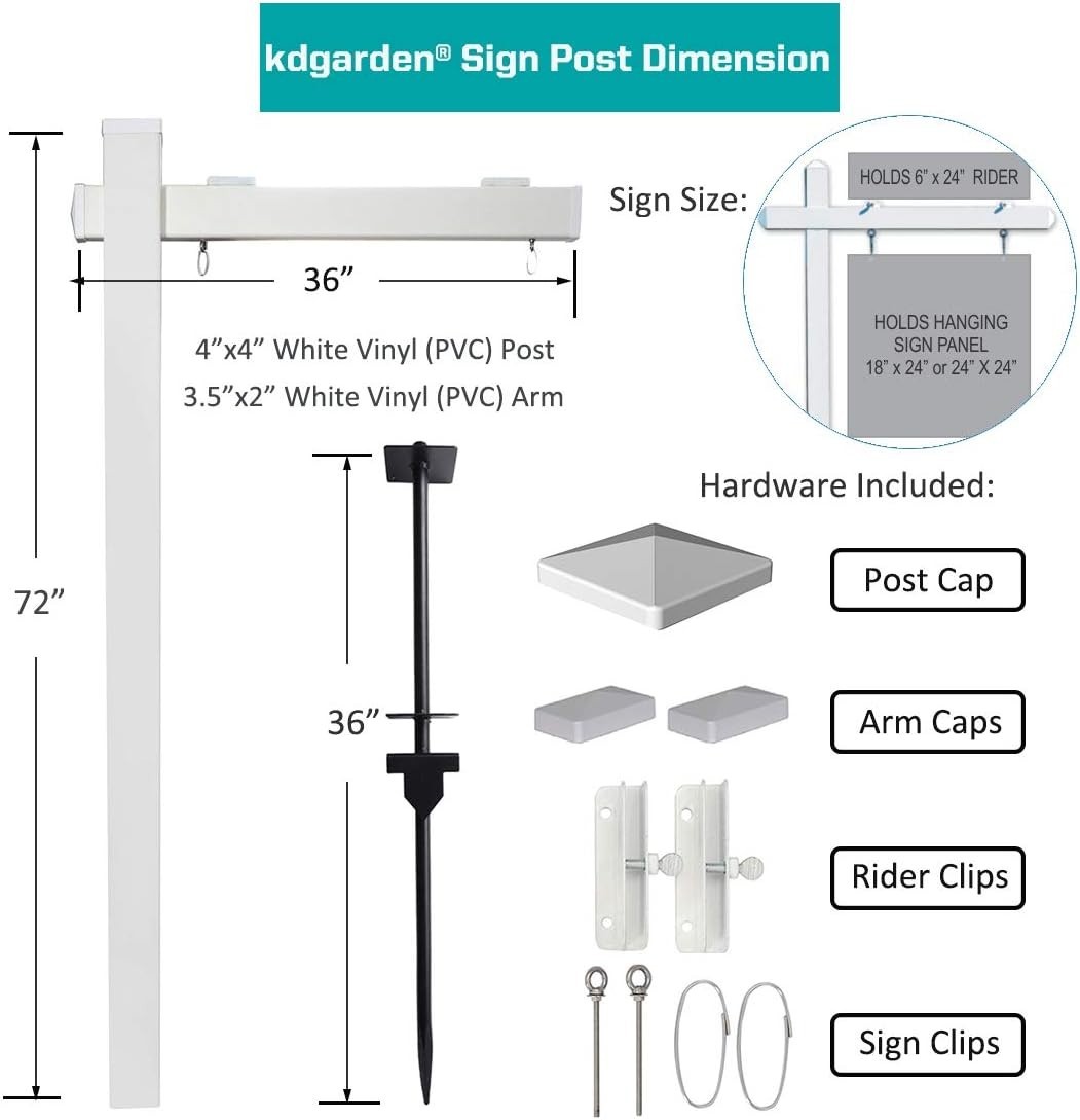 Vinyl PVC Real Estate Sign Post 6ft Tall – White